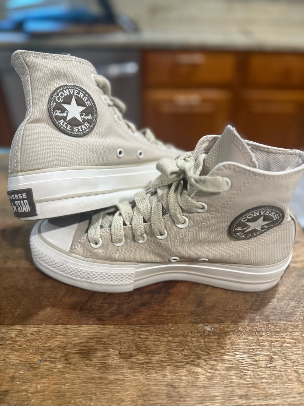 Converse All Star Platform High Top Sneakers - Beige
